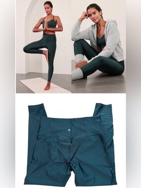 ATHLETA Ultra High Rise Elation Sheen Tight Leggings 7/8 in Cypress Green Large